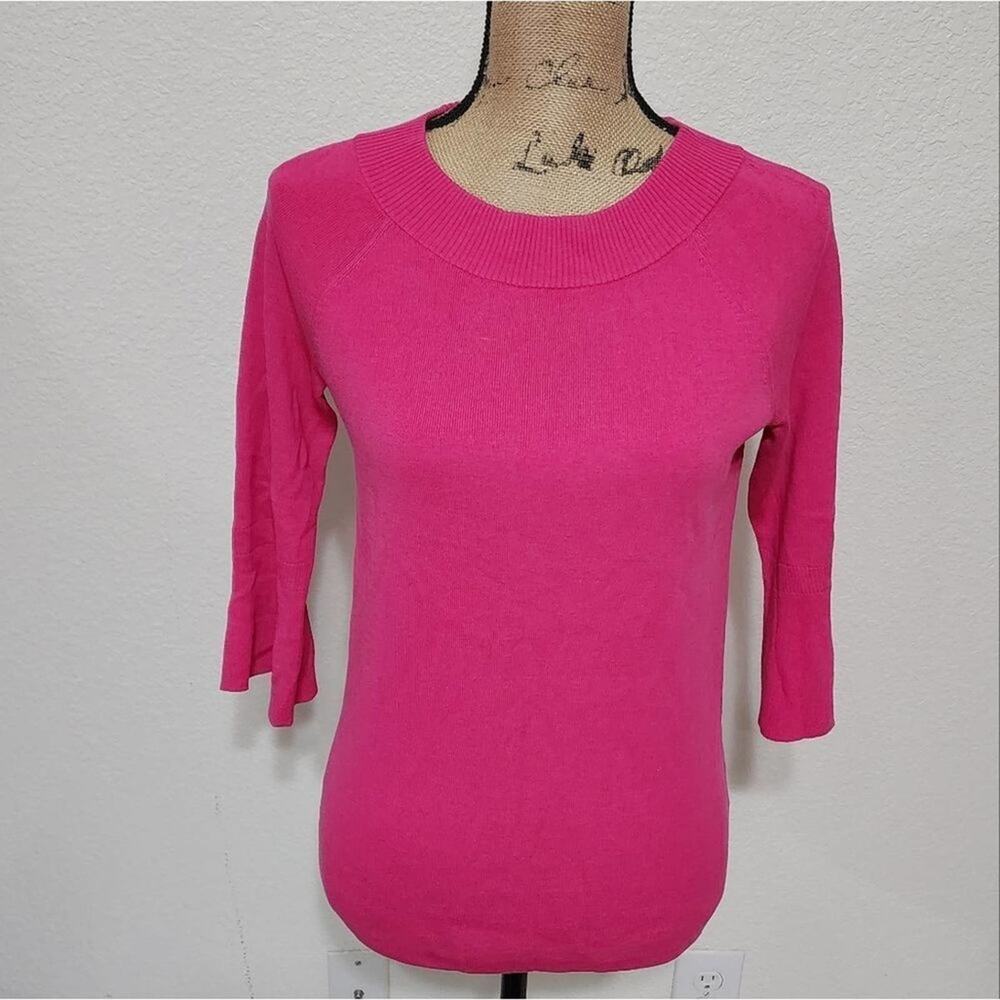 TALBOTS pink bell sleeve round neck sweater size MP petite‎